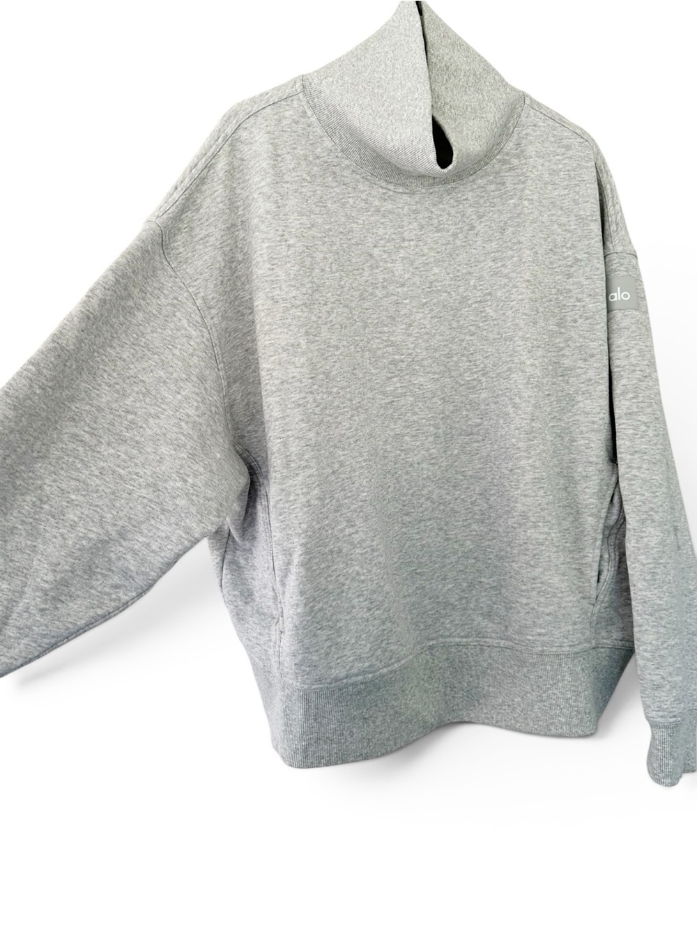 Alo Yoga - Hazy Mock Neck Pullover Athletic Heather Grey - Picture 9 of 11